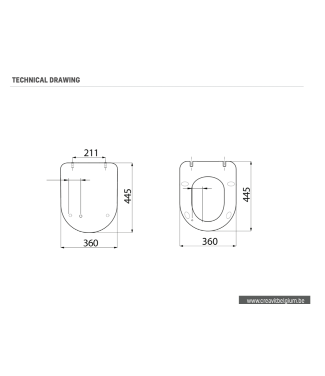 WC Bril Freedom Mat Grijs Softclose Flat 36x44cm