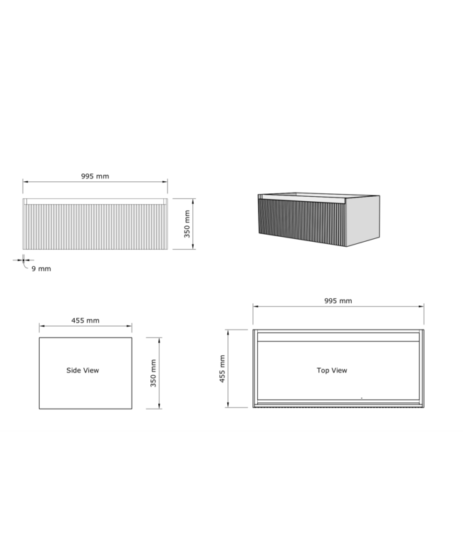 Gliss Design Wastafelonderkast Ribbelfront Pure 100cm Timotheus