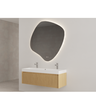 GLISS DESIGN Gliss Design Wastafelonderkast Ribbelfront Pure 140cm 2 lades Timotheus