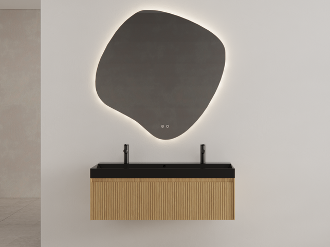 Gliss Design Wastafelonderkast Ribbelfront Pure 140cm 2 lades Timotheus Gliss Design Wastafelonderkast Ribbelfront Pure 140cm 2 lades Timotheus