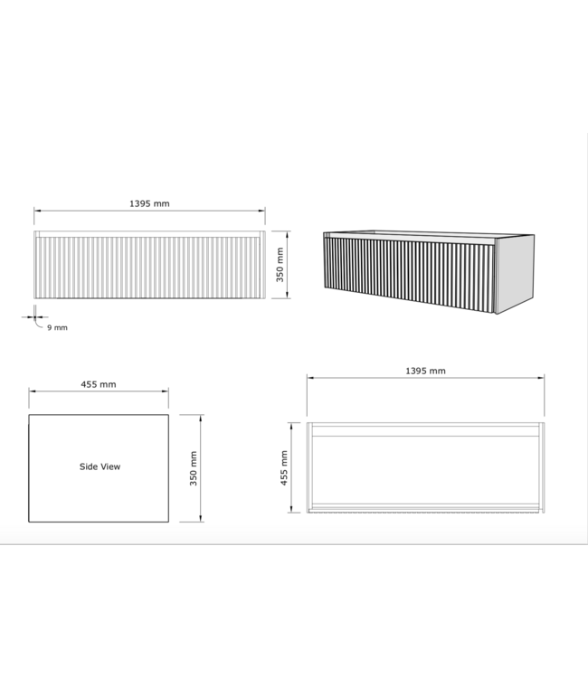 Gliss Design Wastafelonderkast Ribbelfront Pure 140cm 1 lade Timotheus