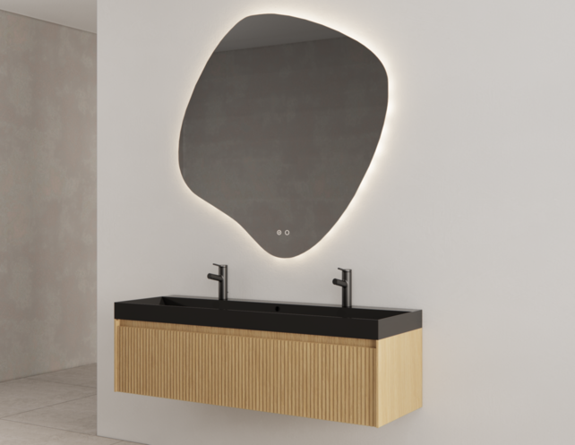 Gliss Design Wastafelonderkast Ribbelfront Pure 160cm 2 lades Timotheus Gliss Design Wastafelonderkast Ribbelfront Pure 160cm 2 lades Timotheus