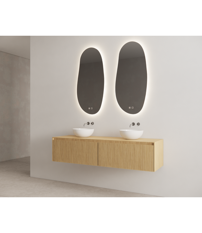 Gliss Design Wastafelonderkast Ribbelfront Pure 180cm 2 lades Timotheus