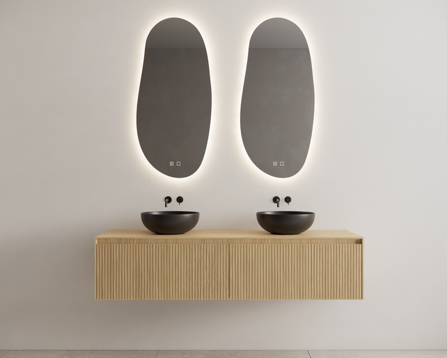 Gliss Design Wastafelonderkast Ribbelfront Pure 180cm 2 lades Timotheus Gliss Design Wastafelonderkast Ribbelfront Pure 180cm 2 lades Timotheus