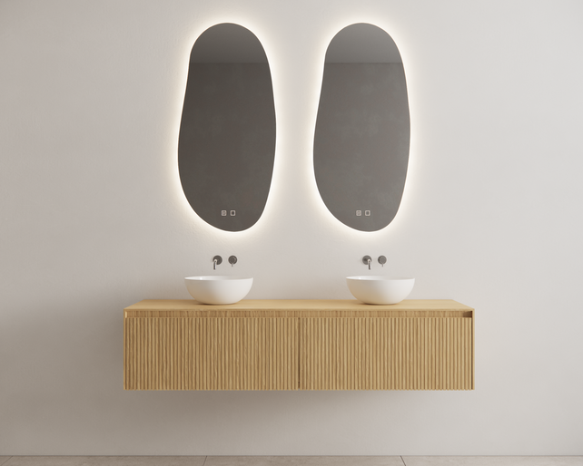 Gliss Design Wastafelonderkast Ribbelfront Pure 180cm 2 lades Timotheus Gliss Design Wastafelonderkast Ribbelfront Pure 180cm 2 lades Timotheus