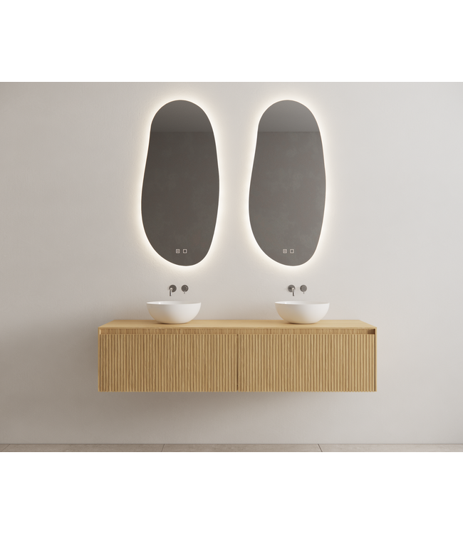 Gliss Design Wastafelonderkast Ribbelfront Pure 180cm 2 lades Timotheus