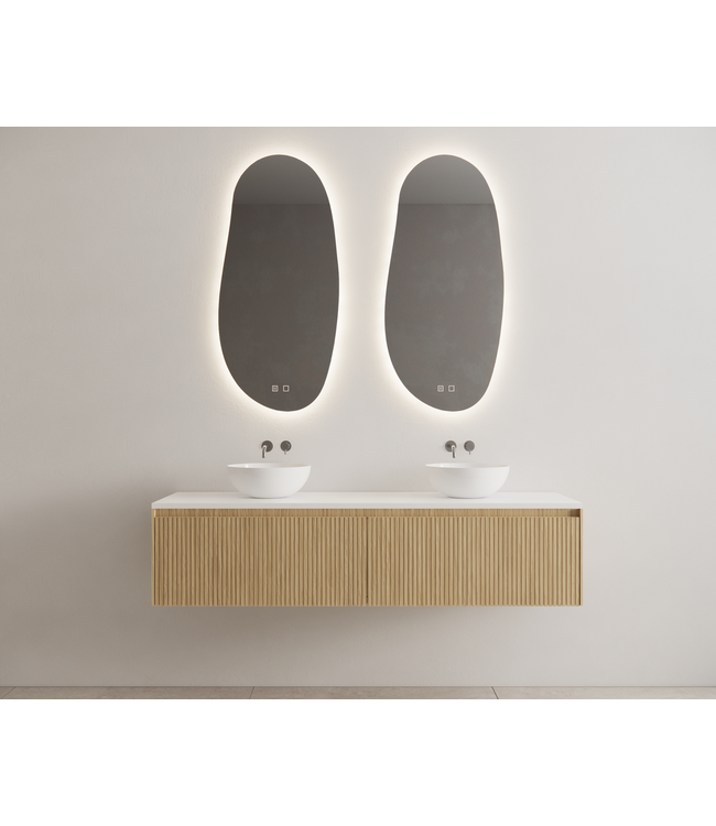 GLISS DESIGN Gliss Design Wastafelonderkast Ribbelfront Pure 180cm 2 lades Timotheus