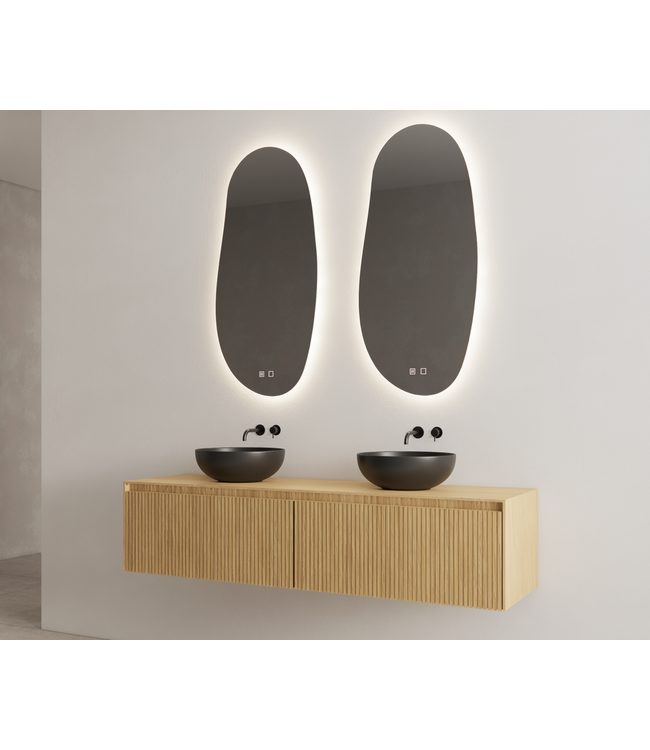 Gliss Design Wastafelonderkast Ribbelfront Pure 200cm 2 lades Timotheus