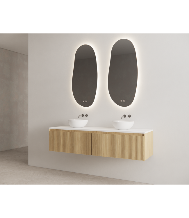 Gliss Design Wastafelonderkast Ribbelfront Pure 200cm 2 lades Timotheus