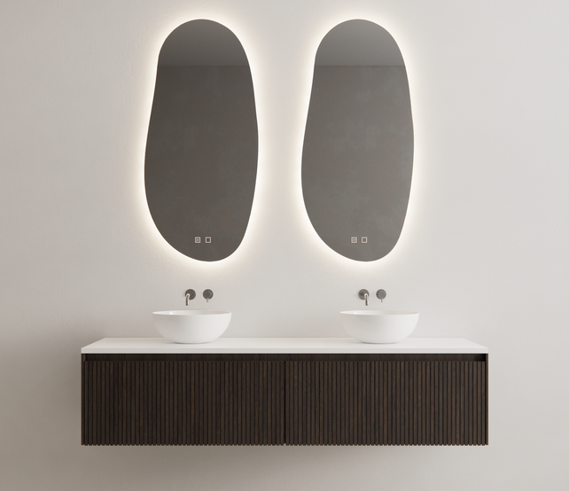 Gliss Desing Wastafelonderkast Ribbelfront Charcoal 200cm 2 lades Timotheus Gliss Desing Wastafelonderkast Ribbelfront Charcoal 200cm 2 lades Timotheus