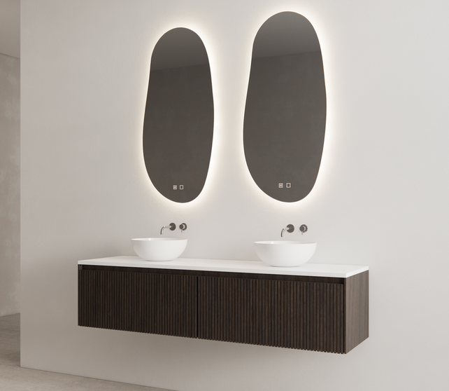 Gliss Design Wastafelonderkast Ribbelfront Charcoal 200cm 2 lades Timotheus Gliss Design Wastafelonderkast Ribbelfront Charcoal 200cm 2 lades Timotheus