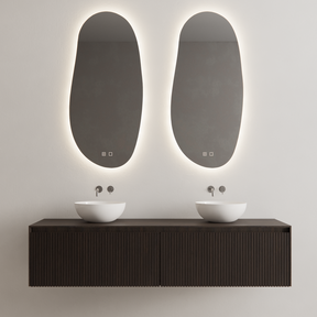 Gliss Design Wastafelonderkast Ribbelfront Charcoal 200cm 2 lades Timotheus