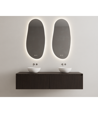 GLISS DESIGN Gliss Design Wastafelonderkast Ribbelfront Charcoal 200cm 2 lades Timotheus