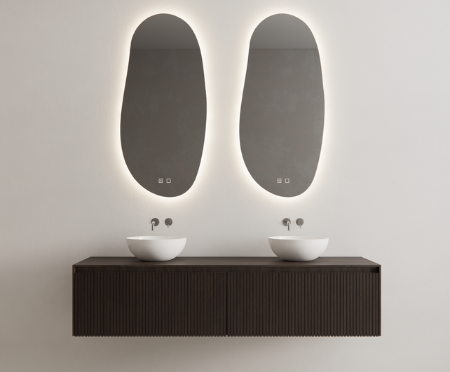 Gliss Desing Wastafelonderkast Ribbelfront Charcoal 200cm 2 lades Timotheus Gliss Desing Wastafelonderkast Ribbelfront Charcoal 200cm 2 lades Timotheus
