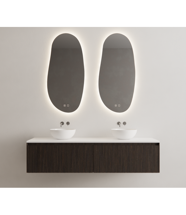 Gliss Design Wastafelonderkast Ribbelfront Charcoal 180cm 2 lades Timotheus