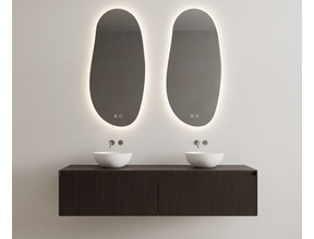 Gliss Design Wastafelonderkast Ribbelfront Charcoal 180cm 2 lades Timotheus