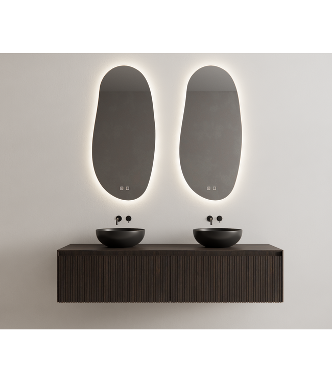 GLISS DESIGN Gliss Design Wastafelonderkast Ribbelfront Charcoal 180cm 2 lades Timotheus