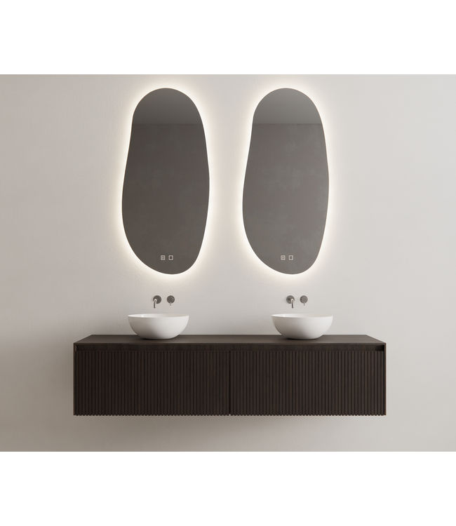 Gliss Design Wastafelonderkast Ribbelfront Charcoal 160cm 2 lades Timotheus