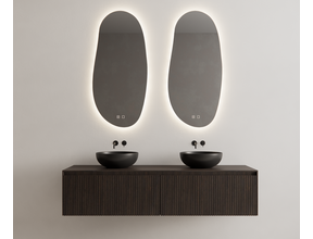 Gliss Design Wastafelonderkast Ribbelfront Charcoal 160cm 2 lades Timotheus