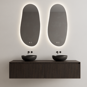 Gliss Design Wastafelonderkast Ribbelfront Charcoal 160cm 2 lades Timotheus