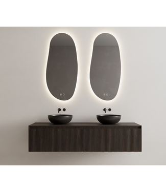 GLISS DESIGN Gliss Design Wastafelonderkast Ribbelfront Charcoal 160cm 2 lades Timotheus