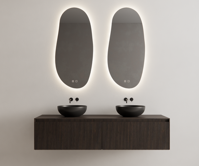 Gliss Design Wastafelonderkast Ribbelfront Charcoal 160cm 2 lades Timotheus Gliss Design Wastafelonderkast Ribbelfront Charcoal 160cm 2 lades Timotheus