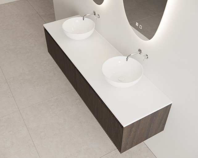 Gliss Design Wastafelonderkast Ribbelfront Charcoal 160cm 2 lades Timotheus Gliss Design Wastafelonderkast Ribbelfront Charcoal 160cm 2 lades Timotheus