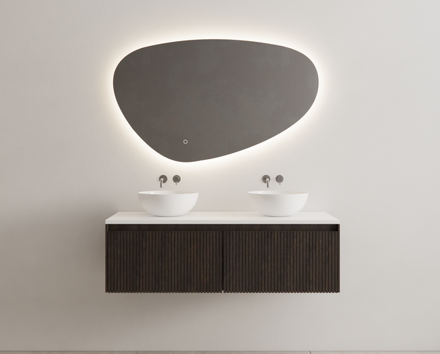 Gliss Design Wastafelonderkast Ribbelfront Charcoal 140cm 2 lades Timotheus Gliss Design Wastafelonderkast Ribbelfront Charcoal 140cm 2 lades Timotheus