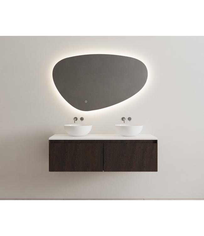 GLISS DESIGN Gliss Design Wastafelonderkast Ribbelfront Charcoal 140cm 2 lades Timotheus