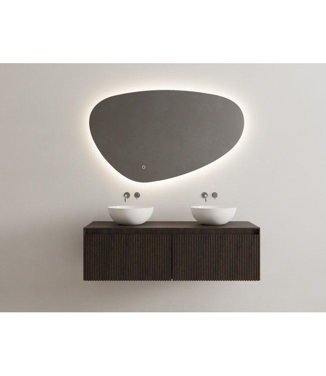 Gliss Design Wastafelonderkast Ribbelfront Charcoal 140cm 2 lades Timotheus