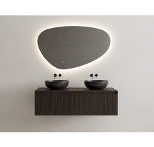 Gliss Design Wastafelonderkast Ribbelfront Charcoal 140cm 2 lades Timotheus