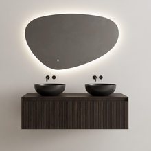 Gliss Design Wastafelonderkast Ribbelfront Charcoal 140cm 2 lades Timotheus