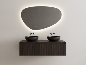 Gliss Design Wastafelonderkast Ribbelfront Charcoal 140cm 2 lades Timotheus