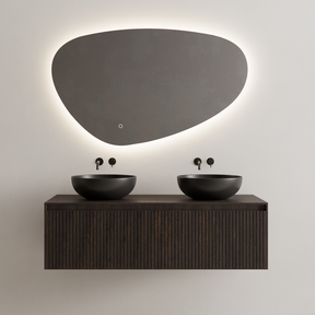 Gliss Design Wastafelonderkast Ribbelfront Charcoal 140cm 2 lades Timotheus