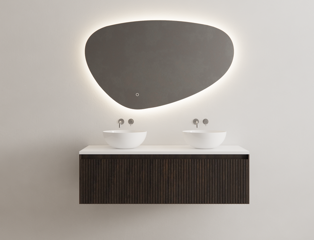 Gliss Design Wastafelonderkast Ribbelfront Charcoal 140cm 2 lades Timotheus Gliss Design Wastafelonderkast Ribbelfront Charcoal 140cm 2 lades Timotheus