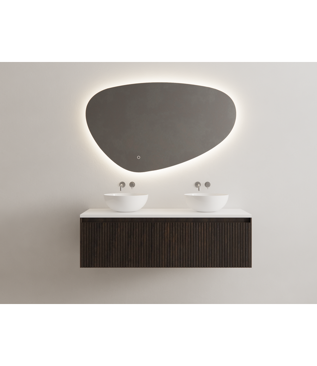 Gliss Design Wastafelonderkast Ribbelfront Charcoal 140cm 2 lades Timotheus