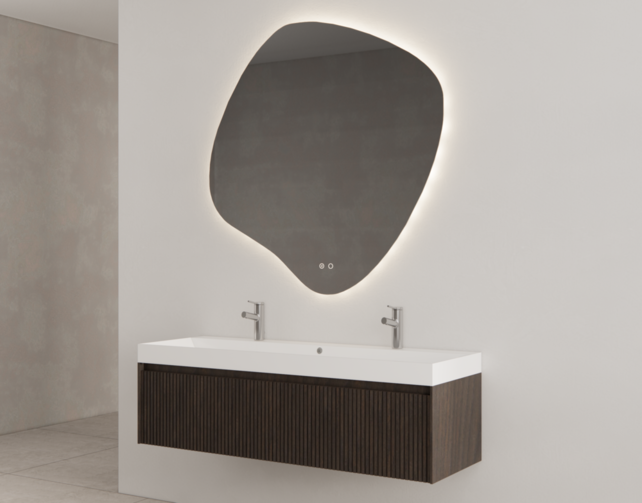 Gliss Design Wastafelonderkast Ribbelfront Charcoal 140cm 2 lades Timotheus Gliss Design Wastafelonderkast Ribbelfront Charcoal 140cm 2 lades Timotheus