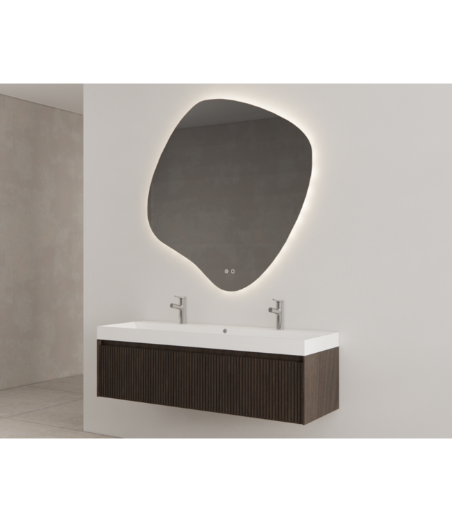 GLISS DESIGN Gliss Design Wastafelonderkast Ribbelfront Charcoal 140cm 2 lades Timotheus