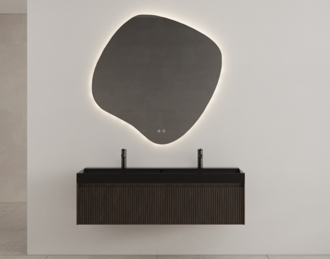 Gliss Design Wastafelonderkast Ribbelfront Charcoal 140cm 2 lades Timotheus Gliss Design Wastafelonderkast Ribbelfront Charcoal 140cm 2 lades Timotheus