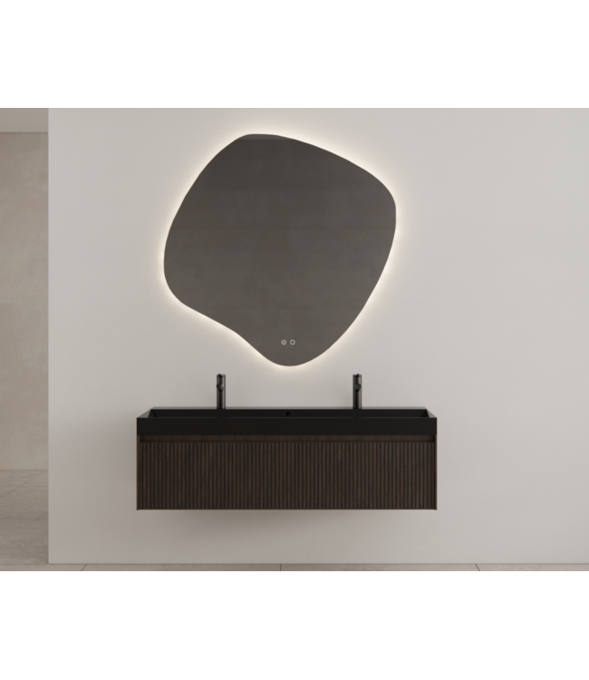 GLISS DESIGN Gliss Design Wastafelonderkast Ribbelfront Charcoal 140cm 2 lades Timotheus