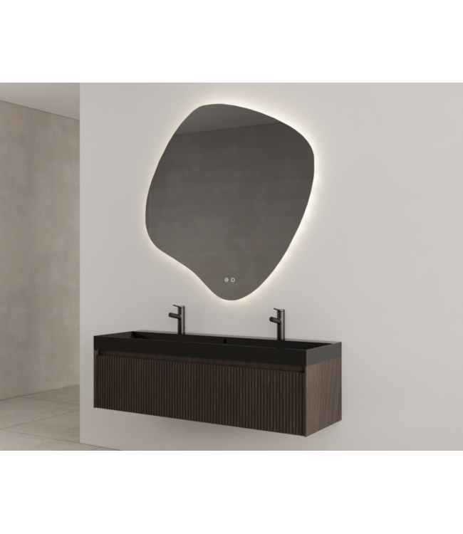 GLISS DESIGN Gliss Design Wastafelonderkast Ribbelfront Charcoal 140cm 2 lades Timotheus