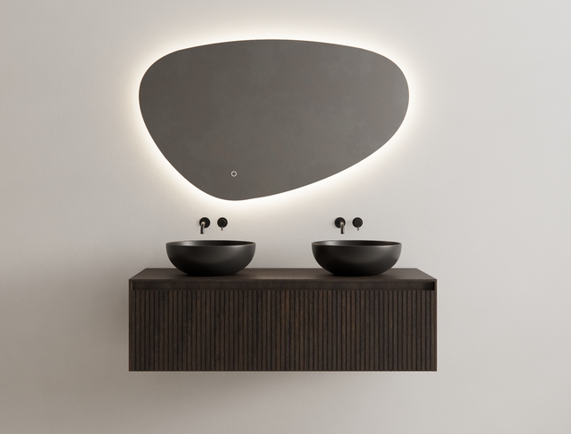 Gliss Design Wastafelonderkast Ribbelfront Charcoal 120cm 2 lades Timotheus