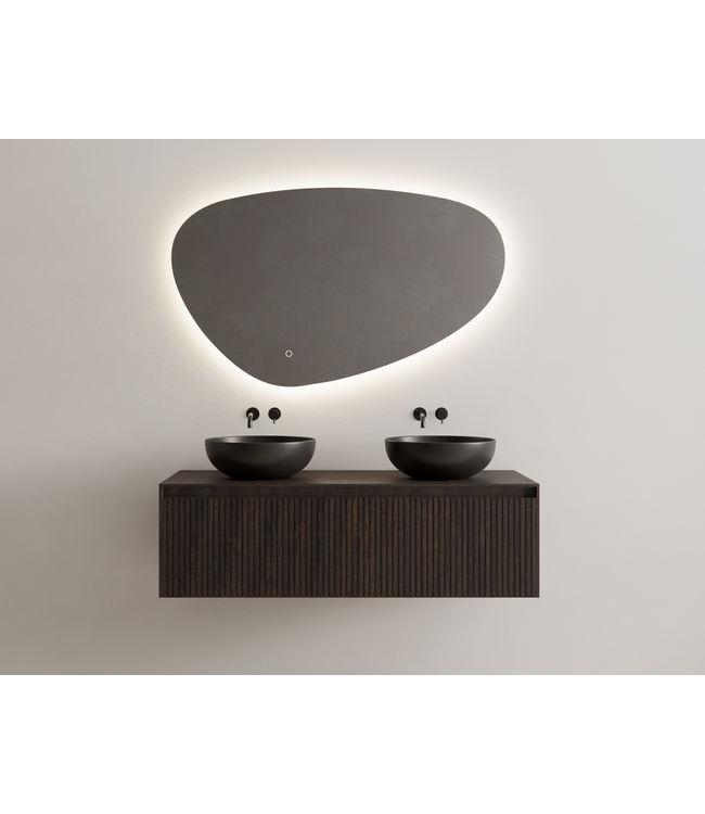 Gliss Design Wastafelonderkast Ribbelfront Charcoal 120cm 2 lades Timotheus