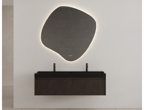 Gliss Design Wastafelonderkast Ribbelfront Charcoal 120cm 2 lades Timotheus