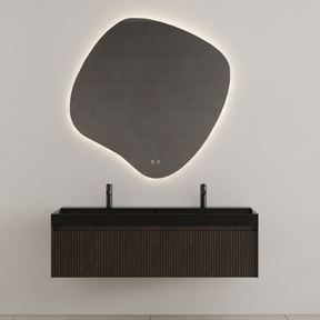 Gliss Design Wastafelonderkast Ribbelfront Charcoal 120cm 2 lades Timotheus