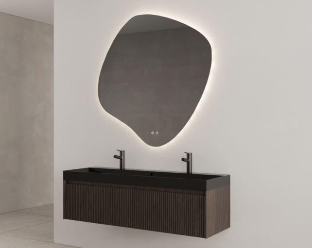 Gliss Design Wastafelonderkast Ribbelfront Charcoal 120cm 2 lades Timotheus