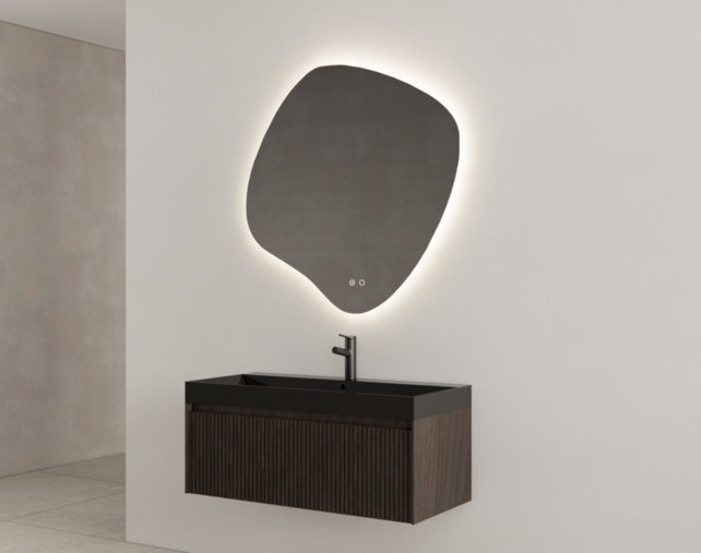 Gliss Design Wastafelonderkast Ribbelfront Charcoal 100cm 1 lade Timotheus