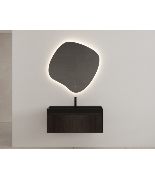 Gliss Design Wastafelonderkast Ribbelfront Charcoal 100cm 1 lade Timotheus