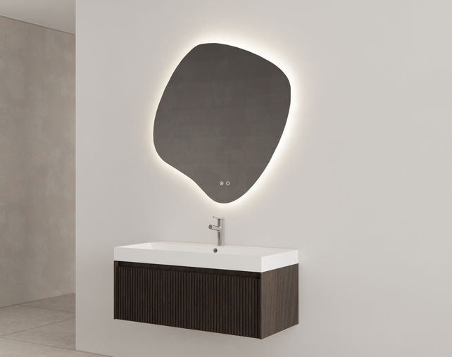 Gliss Design Wastafelonderkast Ribbelfront Charcoal 100cm 1 lade Timotheus