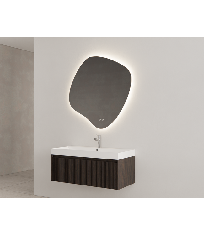 Gliss Design Wastafelonderkast Ribbelfront Charcoal 100cm 1 lade Timotheus